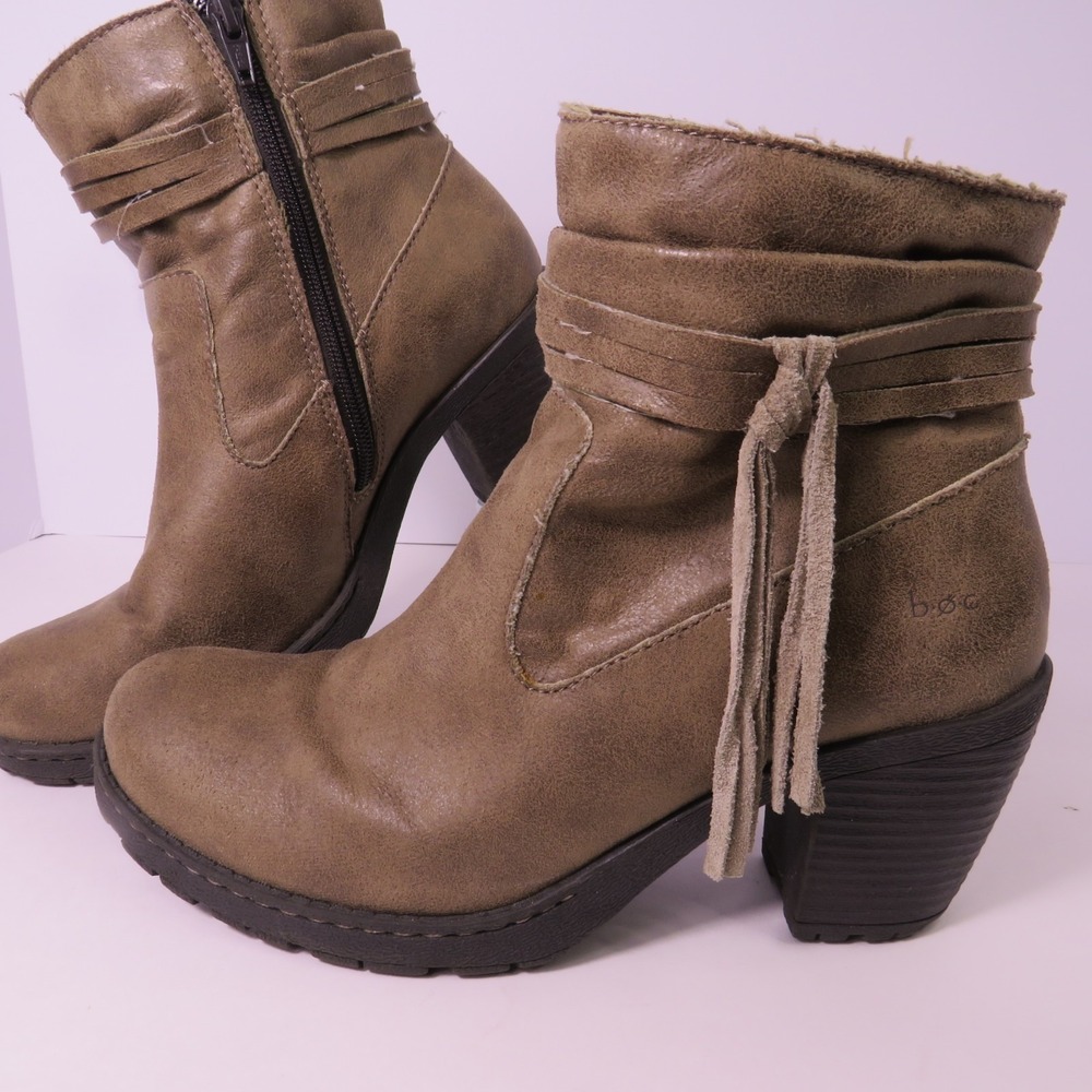 B.O.C BORN Womens Brown Tassel Accent Side Zip Heeled Round Toe Booties 8 M - Picture 2 of 13